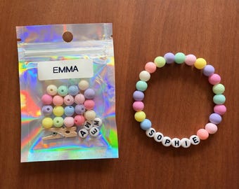 DIY Personalized Bracelet Kit | Friendship Bracelet, Birthday Favor, Easter Gift, Kids Activity, Custom Name Bracelet, Classroom Valentine