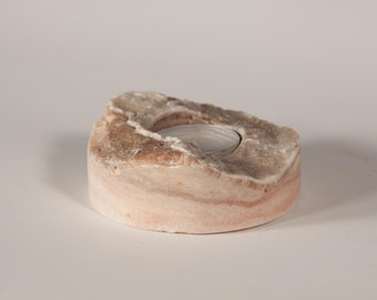 New Mexico Pink Alabaster Tea Light Holder