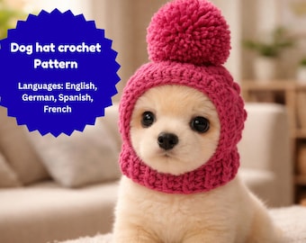 Crochet Dog Hat Pattern PDF | Small Puppy Hat | Hua Headwarmer | Pet Crochet Hat pattern