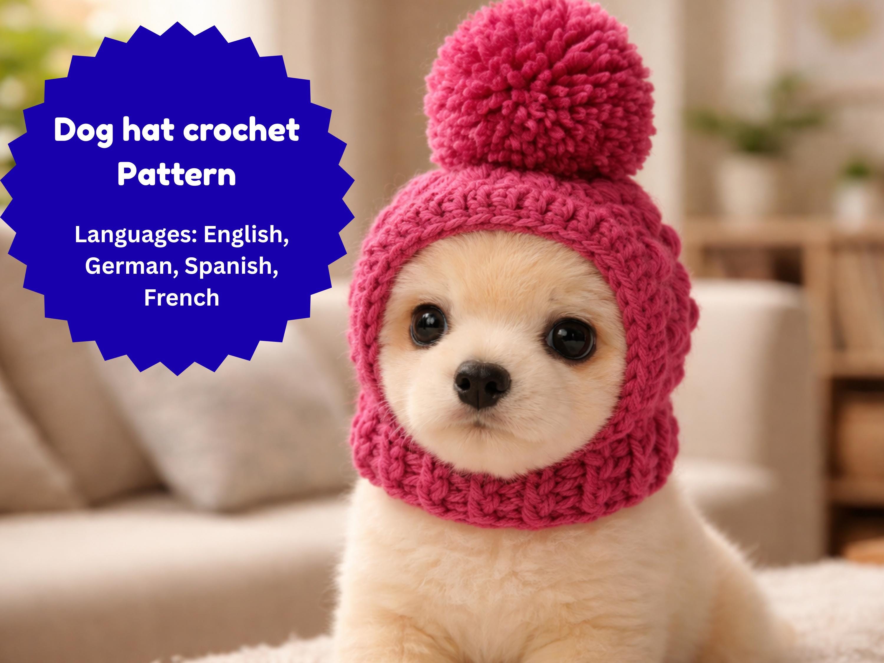 39 Dog Hat Crochet Patterns to Make for Photos, Gifts, and Festive Dress-Up 5 Crochet Dog Hat Small Puppy Hat Hua Headwarmer Pet
