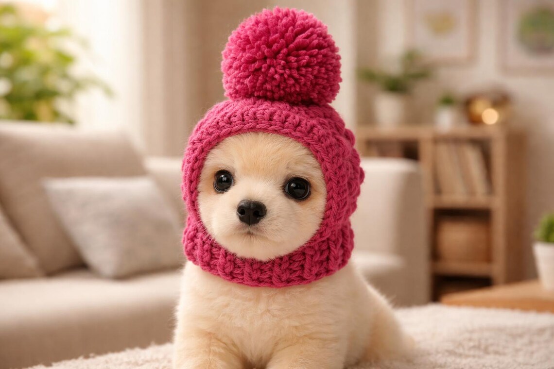 Crochet Dog Hat Pattern PDF | Small Puppy Hat | Hua Headwarmer | Pet ...