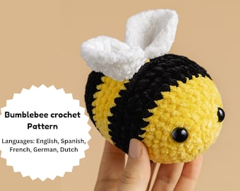 Bumblebee Crochet Pattern PDF – Easy Low-Sew Bee Plushie Pattern – Beginner Friendly Digital Download- Amigurumi