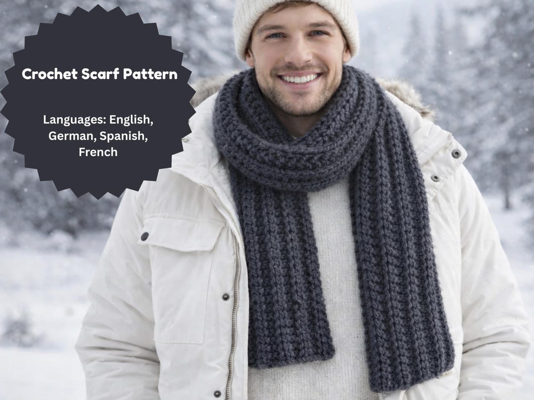 Scarf Crochet Pattern Pdf – Unisex Winter Scarf for Men & Women – Cozy ...