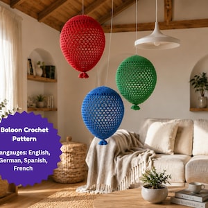 Molde de crochê para decoração de balões em PDF, molde de crochê para balão em formato de favo de mel, decoração de festa faça você mesmo, crochê para decoração de casa, download digital