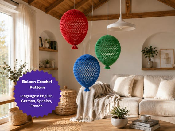Crochet Balloon Decoration Pattern PDF, Honeycomb Mesh Balloon Crochet Pattern, Party Decor DIY, Home Decor Crochet, Digital Download
