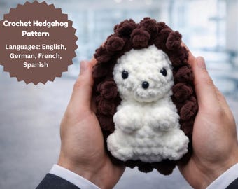 No-Sew Amigurumi Igel Häkelanleitung PDF | Einfach Plüschtier | Anfängerfreundlich | Deutsch Englisch Französisch Spanisch | DIY Tier
