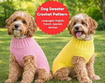 Pullover Dog Sweater Crochet Pattern PDF | XS–XL Pet Sweater | Easy Crochet Dog Clothes