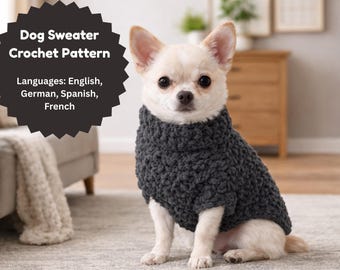 Easy Crochet Dog Coat Pattern | Beginner Pet Sweater (PDF Pattern, S-XL)