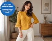 Easy Crochet Bell Sleeve Top Pattern PDF | Beginner Boho Crochet Sweater | Women’s Crochet Top Pattern | XS-5X | Instant Download