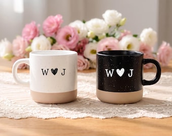 Personalized Couple Initials Mug, Custom Mr and Mrs Coffee Cup, Engagement or Wedding Gift for Newlyweds