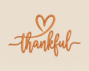 Thanksgiving Embroidery Designs, Thankful Letter Heart DST PES Files, Fall Vibes Machine Embroidery Instant Download