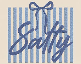 Salty Embroidery Design, Preppy Summer Machine Embroidery, Retro Coastal PES DST Multiple Sizes