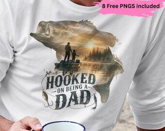 Dad Fishing PNG, Fathers day Png, Bass Fish Grunge Vintage Father's Day Retro Sublimation Design, Digital Download