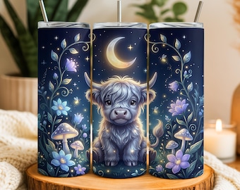 Highland Cow Seamless Tumbler Wrap, 20oz Skinny Tumbler Sublimation Design, Highland Cow Digital Download PNG, Trendy Tumbler Wrap