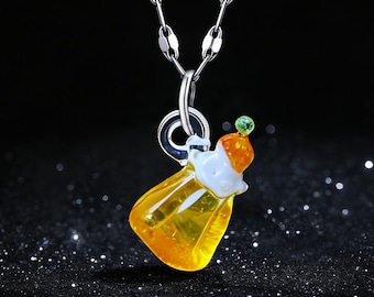 Mundgeblasene Glasfläschchen-Halskette, Borosilikat-Anhänger, Geschenk für Modeliebhaber