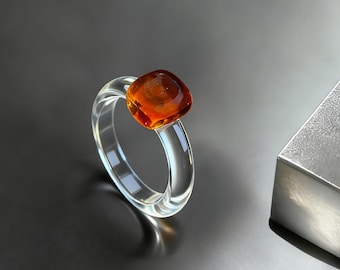Glas Ring, Handgemachte Braun Glas Ring, Minimalist Statement Schmuck für den Alltag