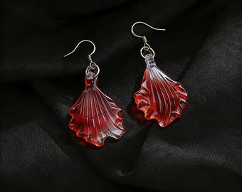 Mundgeblasenes Glas Blatt Ohrringe, Natur inspiriert Schmuck