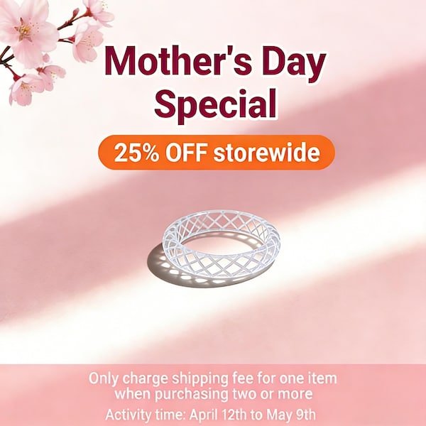 Mother's Day Special: Handmade Borosilicate Glass Ring, Woven Pattern Band, Stackable Design