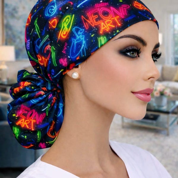 Colorful Scrub Cap for Nurses | Neon Art Surgical Hat | Medical Headwear