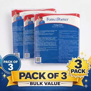 May include: A Fons & Porter Design Wall pack of 3, featuring blue and white packaging with instructional text. The product is designed for arranging quilt blocks and includes a grid for alignment. The packaging displays the brand name and product title clearly.