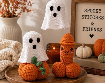 Patrón de ganchillo de Halloween en PDF, patrón de amigurumi de calabaza fantasma, lindo ganchillo de calabaza bruja, patrón de peluche espeluznante para hacer tú mismo