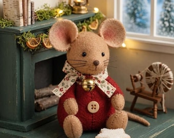 Christmas Mouse Sewing Pattern PDF | Cute Felt Mouse Ornament Tutorial | Handmade Holiday Plush Decoration