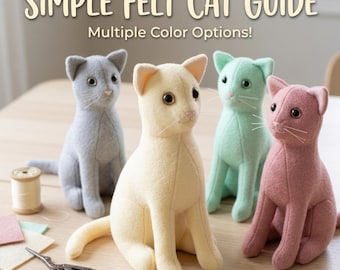 Felt Cat Plushie Sewing Pattern PDF, Simple Cat Stuffie Guide, DIY Kitten Ornament Tutorial, Stuffed Animal Pattern, Digital Download