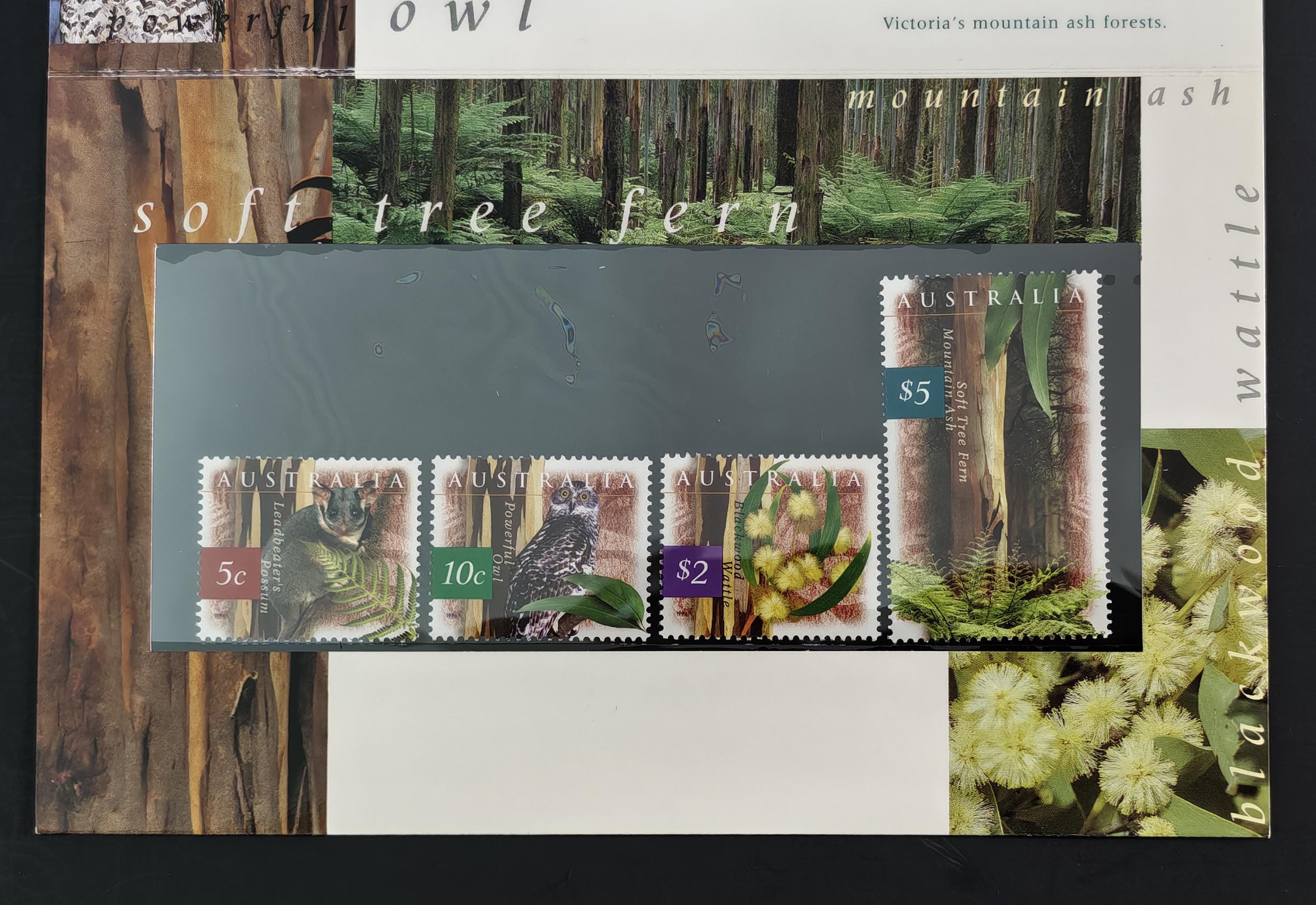 Powerful Owl, 1996 Australia Native Stamps pack, MNH/ OG Condition