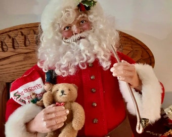Vintage Lynn West Santa Claus Figurine, Autographed 1992