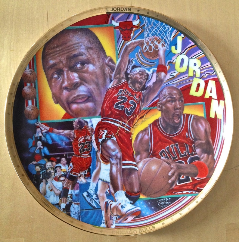 Michael Jordan Gold Commemorative Plate NBA Superstar Series Etsy
