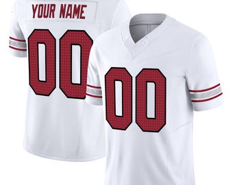 Camiseta de fútbol blanca estilo Arizona personalizada #00 con nombre y número personalizados, camiseta de aficionado con franja roja, ropa para el día del partido, regalo deportivo para hombres.