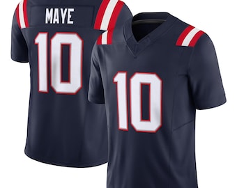 Maillot de football bleu marine MAYE #10, maillot de fan style professionnel inspiré de la Nouvelle-Angleterre, maillot Gridiron Game Day pour homme