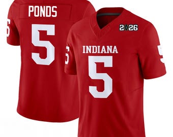 Indiana Football Embroidered Jersey Red Stitched Number 5 College Style Fan Shirt Game Day Gift
