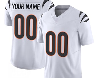 Custom Name Number Football Jersey Shirt, White Black Sports Tee, Personalized Game Day Apparel, Unisex Fan Gift, Athletic Jersey Shirt