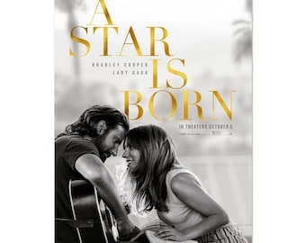Affiche du film A Star Is Born, typographie dorée - Impression classique sur papier mat, choisissez votre taille