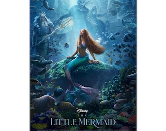 Affiche du film La Petite Sirène - Impression sur papier mat classique, teintes océan et personnages vibrants
