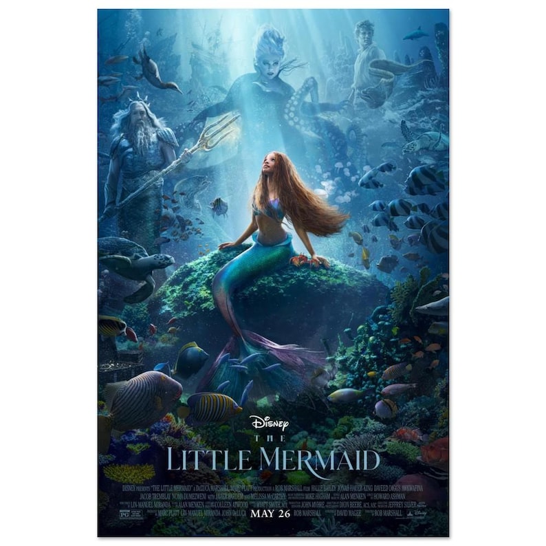 Die kleine Meerjungfrau Live Action Movie Poster - Klassischer matter Papierdruck, Ozeanfarben und lebendige Charaktere Bild 1