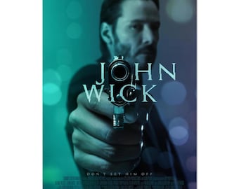 Affiche du film John Wick : oeuvre d'art emblématique du film d'action, disponible en plusieurs tailles