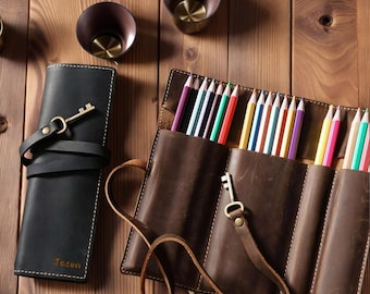 Roll Up Pencil Case with 22 pockets + 1 zipper pouch, Plein Air