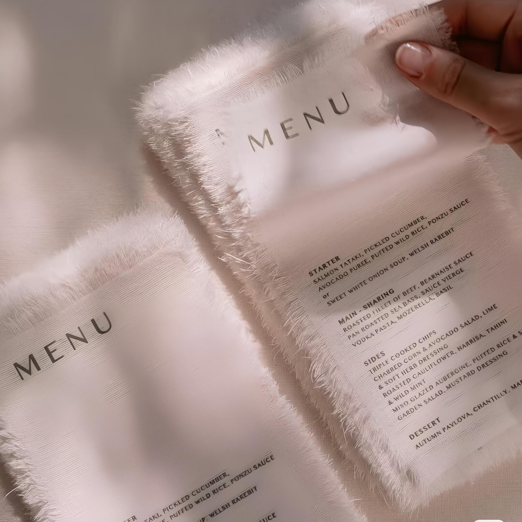 Custom Menu Design White Linen Invitations, Thank-you, Place Cards ...