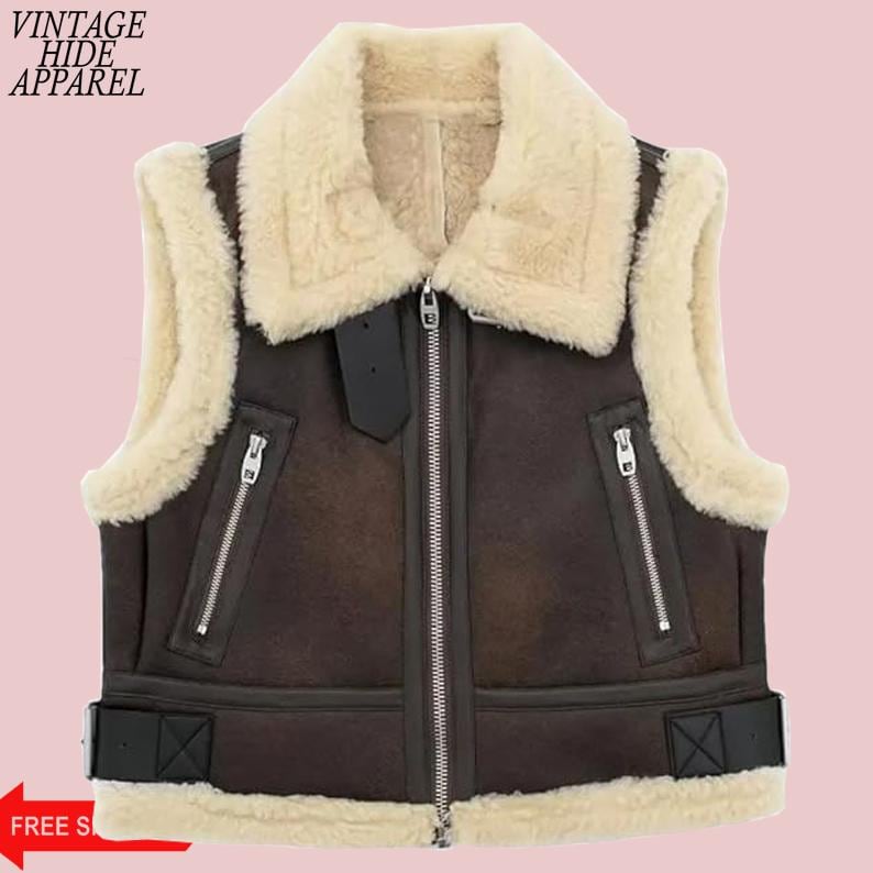 Dames Shearling Sherpa Vest Oversized Fleece Bont Vest