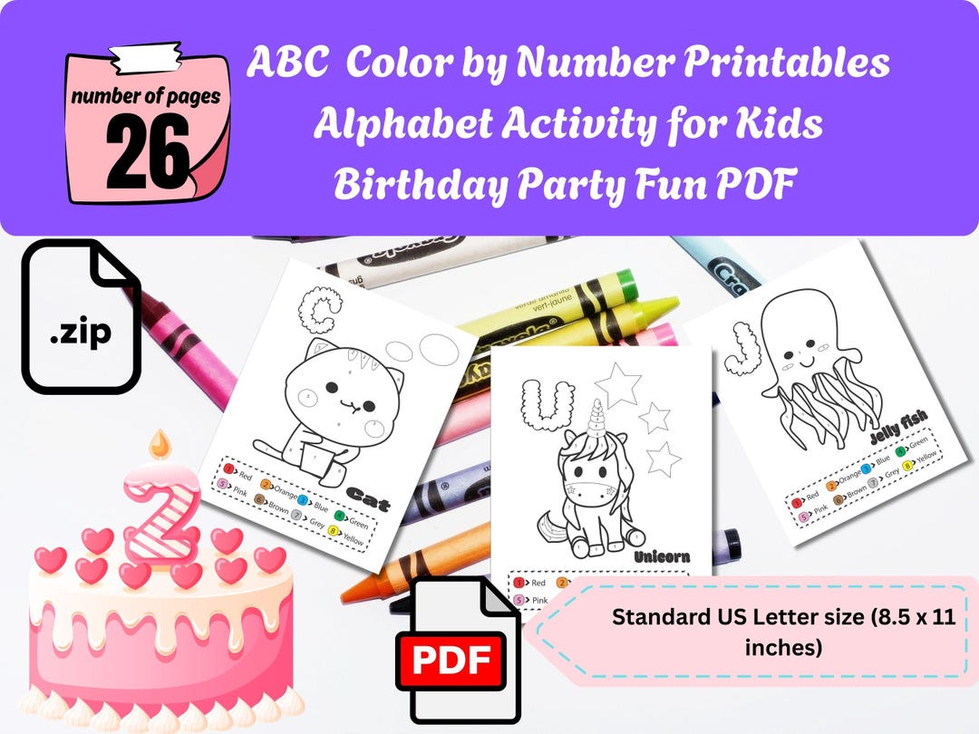 ABC Colour by Number Printable • Alphabet Activity for Kids • Birthday ...