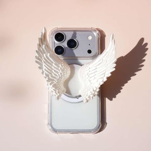 Supporto per telefono a forma di ala d'angelo da sogno | Accessorio da scrivania etereo | Postazione da gioco | Regalo celestiale
