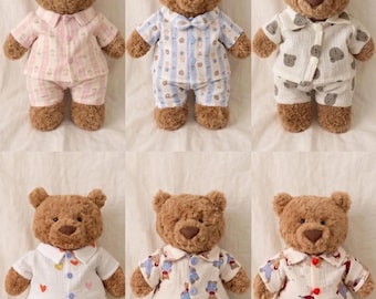 Set pigiama fatto a mano con orsetto di peluche, vestiti per peluche con stampa floreale, completo da notte rimovibile, regalo per gli amanti dei peluche.