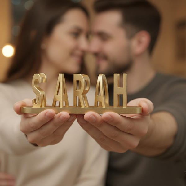 Doppel-Namen Illusion Namesschild - Benutzerdefinierte Paar Namen | Geschenk zum Hochzeitstag oder Hochzeit, Home Decor