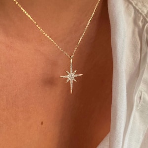 Sterling Silver Gold Plated North Star Pendant Necklace