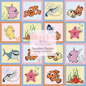Clown Fish Seamless Pattern, Ocean Friends Digital Paper, Nursery Wallpaper (Digital Download)