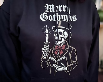 Merry Gothmas Tee – Spooky Skeleton Caroler, Gothic Christmas