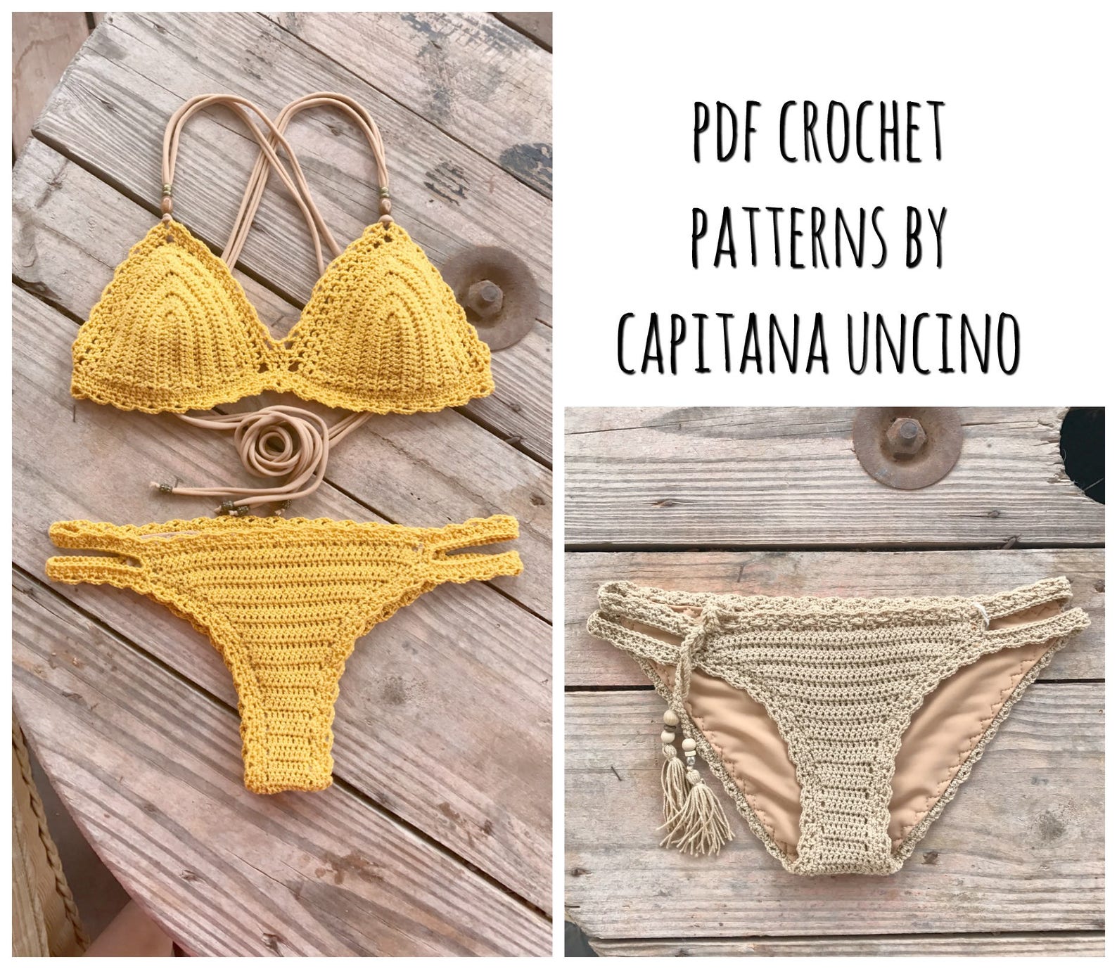 PDF-file for Crochet PATTERN, Marina Crochet Bikini Top and Brazilian Botto...