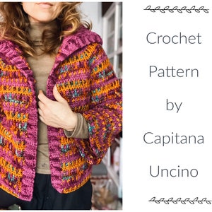 PDF-Muster für die Häkelanleitung Saana Rollkragen Cardigan, Grösse XS-xxL